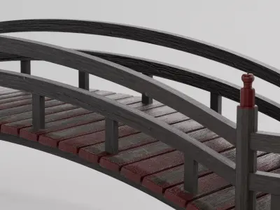 Japanese Bridge Low-poly 3D model