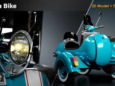 Vespa Bike Low-poly 3D model