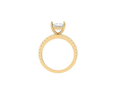 Radiant solitaire Engagement Ring 3D print model