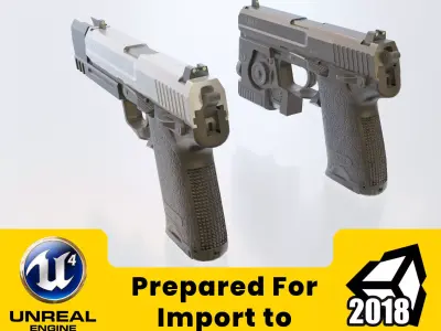 HK USP 45 HL2 style Low-poly 3D model