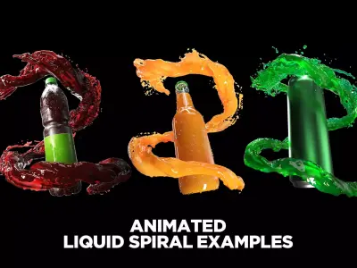 Animated water-liquid splash simulation - NO PLUGIN 3D model
