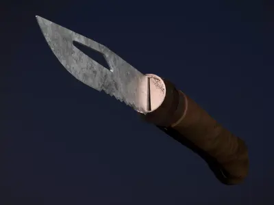 Bushcraft Survival Knife with Ring Lock - Animated Game-Ready  Low-poly 3D model