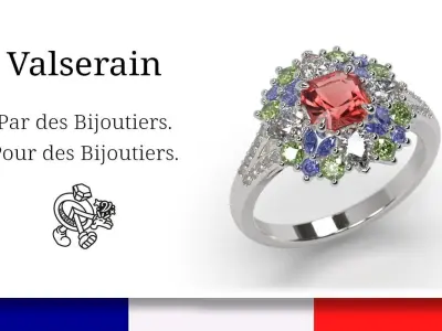 Ring Multi Gemstone  3D print model