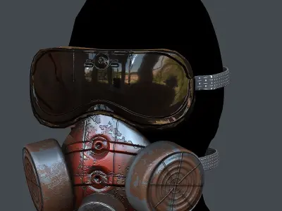 Gas mask helmet 3d model scifi Low-poly Low-poly 3D model Low-poly 3D model 4