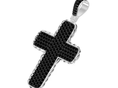 Antique Black Diamond Cross Pendant 3D print model