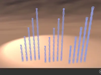 Drill Bit Set Low-poly 3D model