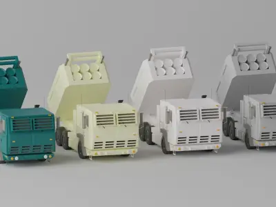 Military MLRS Vehicles Low-poly 3D model