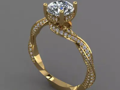 Solitaire Ring Low-poly 3D model