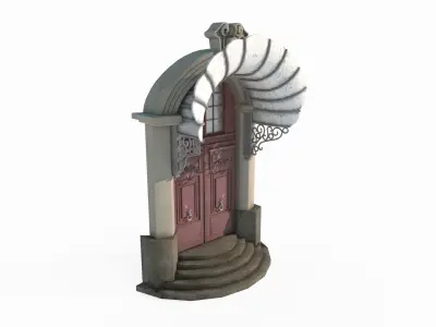 The entrance of a classical architectural structure building 3D model