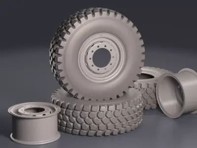 Military truck wheel 3D model purchase