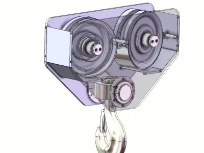 Heavy Duty 20 Ton Trolley Frame Crane with Electric Winch 3D model