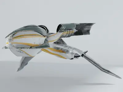 Organic looking spaceship Low-poly 3D model