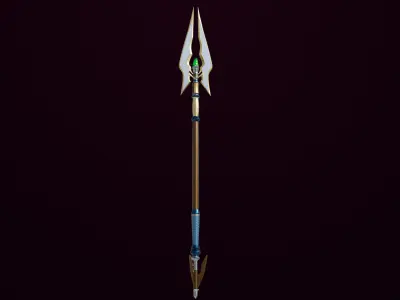  Fantasy Trident 07 All PBR Unity UE Textures Included Low-poly 3D model