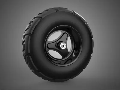 TRIPLE 3 SPOKE RIM REPLACEMENT PNEUMATIC WHEEL BARROW TIRE TREAD 3D model