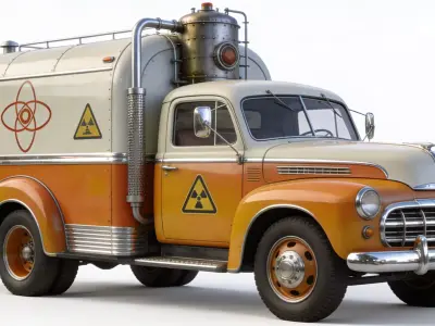 Vintage Atompunk Nuclear Logistics Truck 3D Model Low-poly 3D model