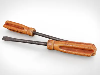 Screwdriver Old tools Free low-poly 3D model