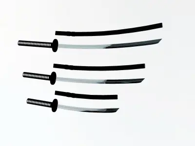 Katana three samurai swords 3D model purchase