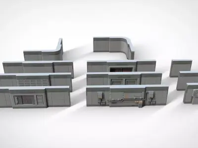 sci-fi Architecture kitbash 15 3D model