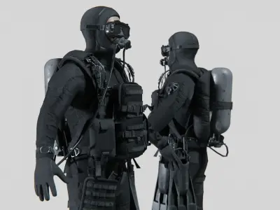 Soldier Diver suit  Low-poly 3D model