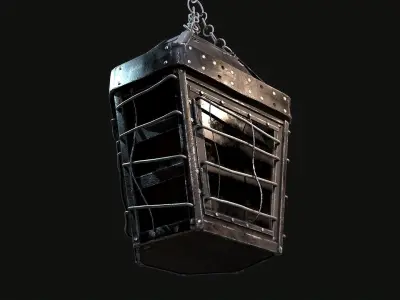 Mediaval Steel Lantern Low-poly 3D model