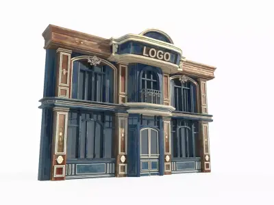 Classical shop facade with architectural structure 3D model