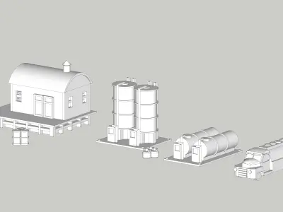 Industrial Small Fuel Tank Set by Outland Models Low-poly 3D model