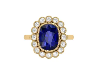 Cushion Solitaire Art deco Ring 3D print model shop