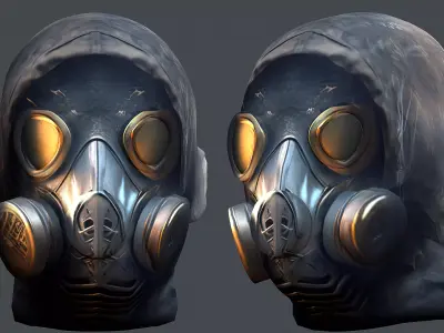  helmet Gas mask  3d model military combat Low-poly Low-poly 3D model