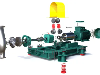 Centrifugal Pump  Assembly and Exploded View  3D model