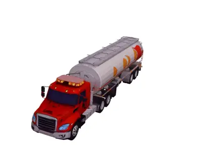 Low Poly Fuel Tanker Truck Vehicle Model PBR Texture Low-poly 3D model