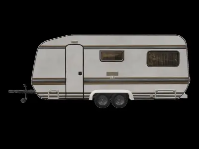 PBR Caravan Lowpoly camper trailer Low-poly 3D model