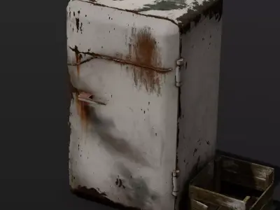 Rusted Fridge 3D Model  Low-poly 3D model