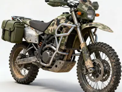 Realistic Tactical Military Motorcycle 3d model Low-poly 3D model