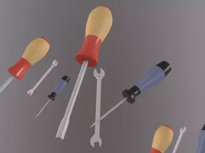 Wrench Screwdriver Low-poly 3D model