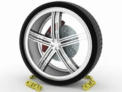ORTAS CAR WHEEL RIM 119 GAME READY WHEEL RIM TIRE 3D model