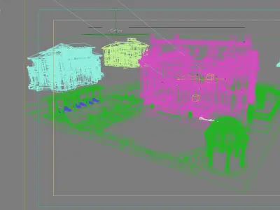 Villa mansion with swimming pool 3D model purchase