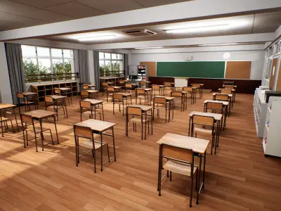 Japanese School - Full environment 3D model