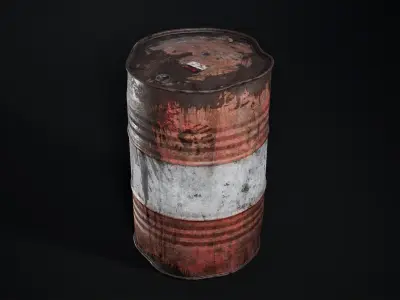 Metal Barrel Used Low-poly 3D model
