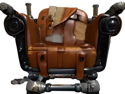 Steampunk Industrial Leather Armchair Low-poly 3D model