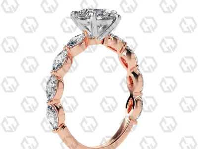 Ring 87 Pear Shape marquise on shanks with Gems 3D print model