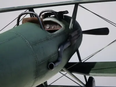 Military Biplane  Low-poly 3D model