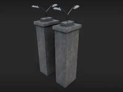 Modular Security Fence Structures Low-poly 3D model