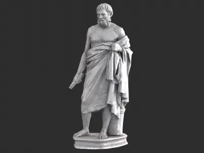 Greek Man Statue - Marble Low-poly 3D model