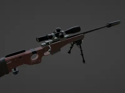 AWM Sniper Rifle Low-poly 3D model get