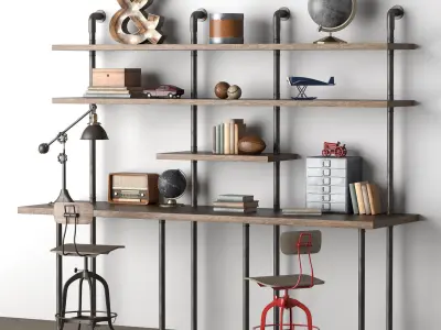 Industrial Pipe Double Desk 3D model