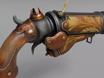Steampunk gun Low-poly 3D model order