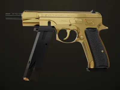 Pistol 09 Gold Generic All PBR Unity UE Textures Included Low-poly 3D model