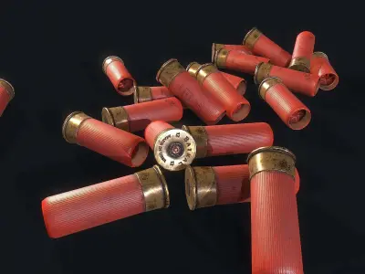 Cartridges shotgun shells Low-poly 3D model
