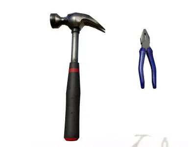 Pliers and Hummer tool set Low-poly Low-poly 3D model