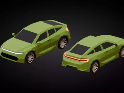 Electric Car Low-poly 3D model from CGTrader